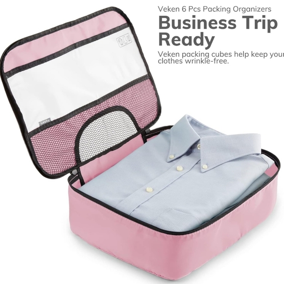 Veken Pink 6-Piece Packing Cubes Set - Extra Large, Large, Medium, Small - Picture 10 of 15